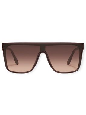 QUAY Nightfall Sunglasses Espresso Shield Frame Brown Fawn Gradient Lens NWT